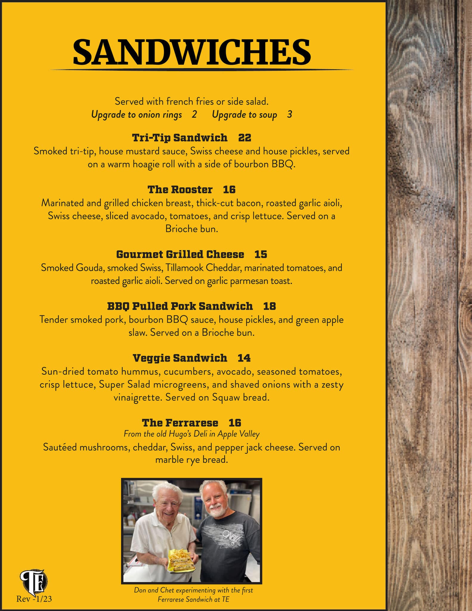 Town's End Menu TE Stillhouse